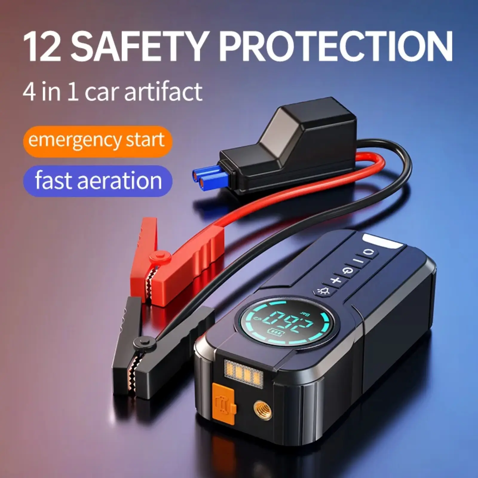 4-IN-1 Portable Car Jump Starter with Air Compressor - Image 3