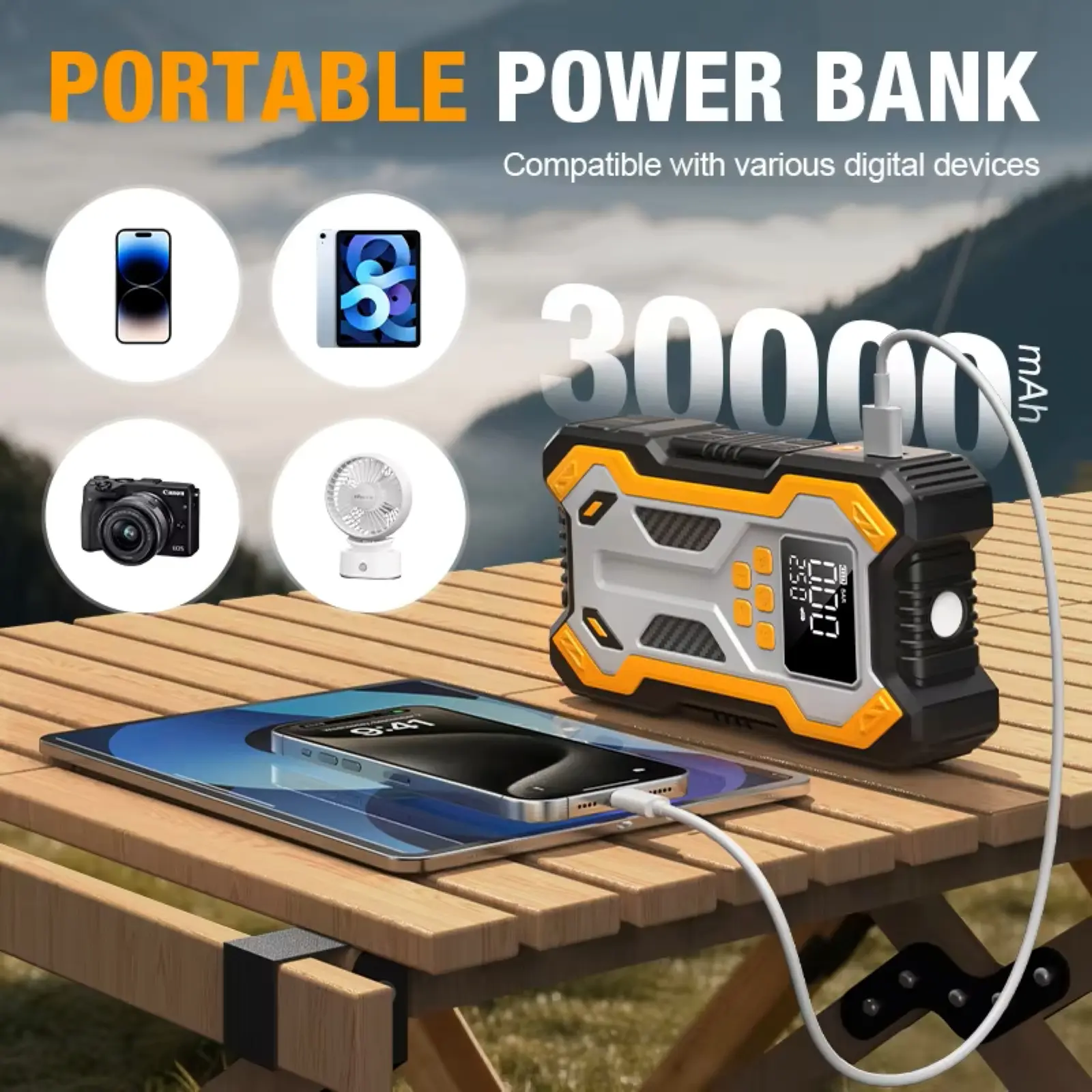 7000A Portable Car Jump Starter with Air Compressor
