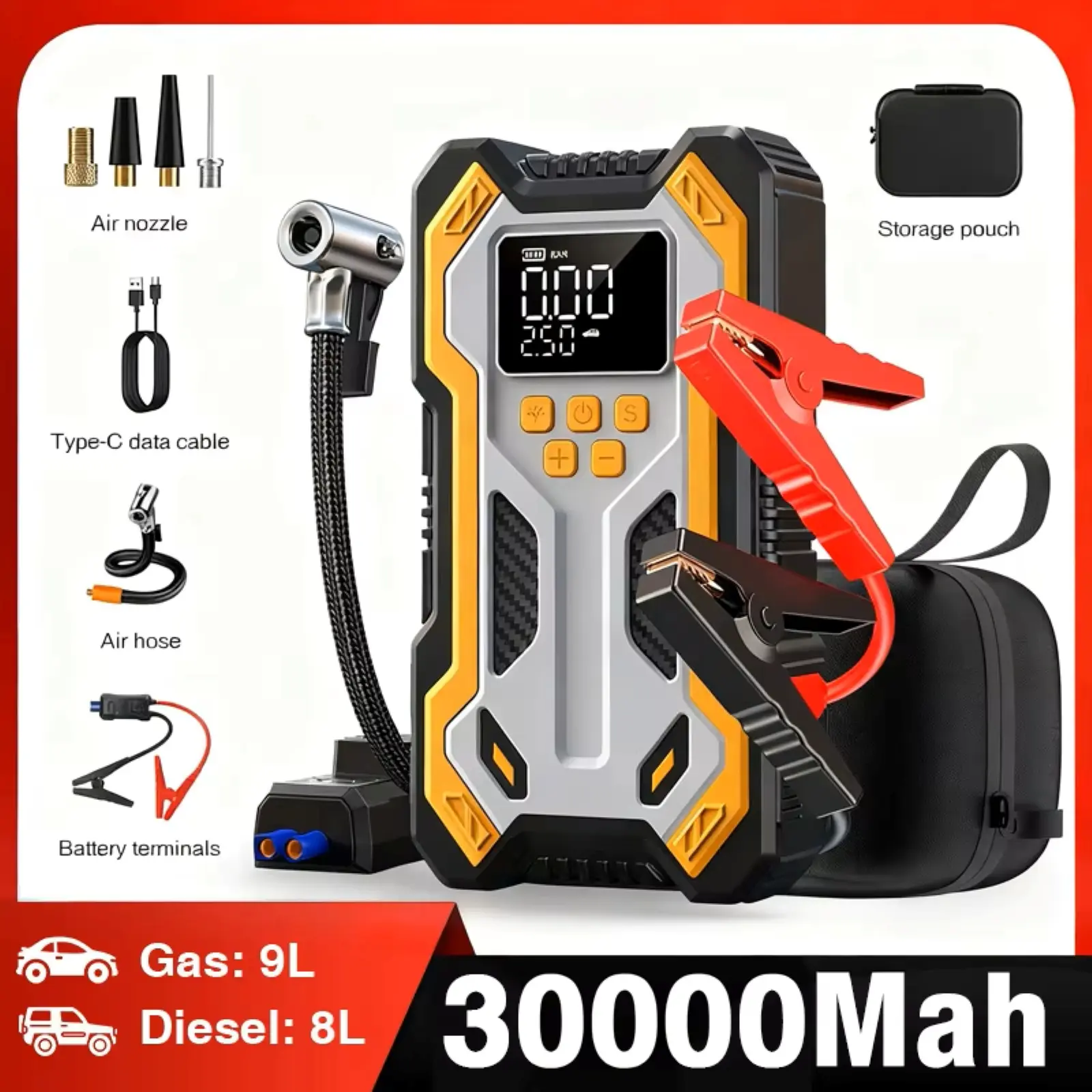 7000A Portable Car Jump Starter with Air Compressor