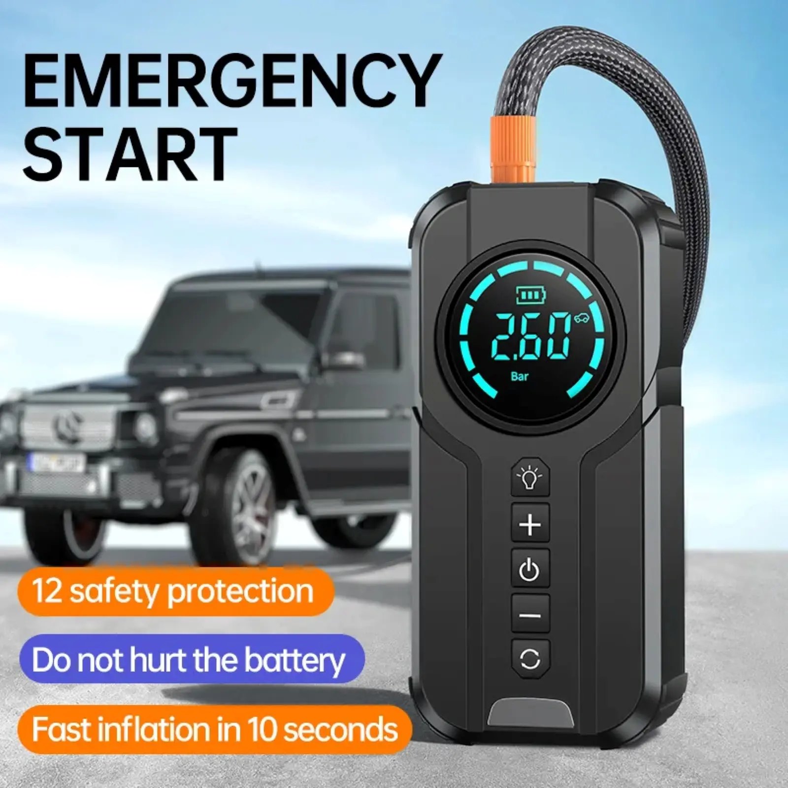 4-IN-1 Portable Car Jump Starter with Air Compressor - Image 5