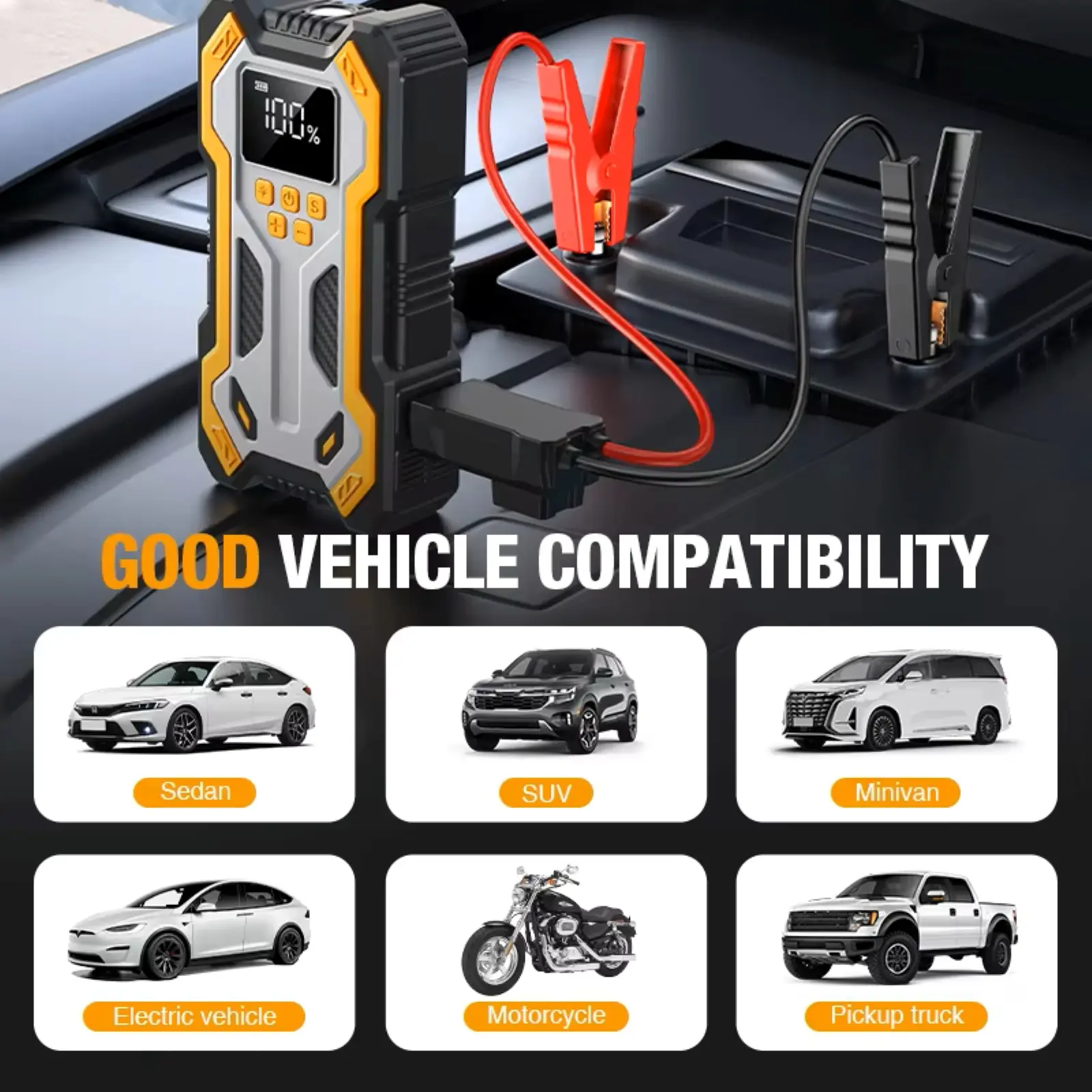 7000A Portable Car Jump Starter with Air Compressor