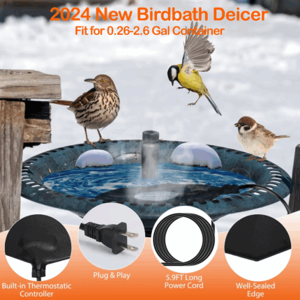 fortrek bird bath heater for outdoors in winter, 70w birdbath deicer thermostatic controller water heater for birdbaths, chicken, duck, livestock, poulty, animal, tank, buckets