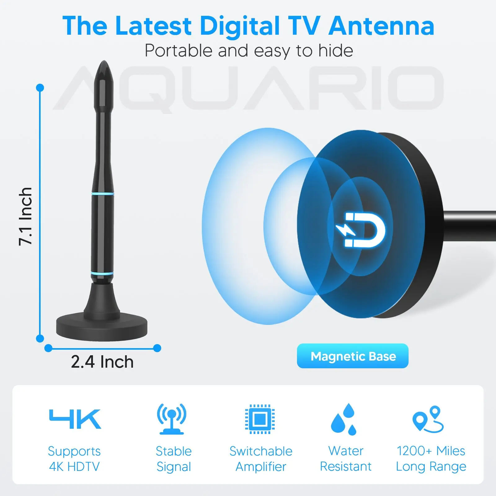 aquario tv antenna for smart tv, antenna for tv without cable, 800+ miles range digital hd tv antenna indoor with amplified signal booster support all tvs 4k 1080p 16ft coax cable aquario tv antenna for smart tv, antenna for tv without cable, 800+ miles range digital hd tv antenna indoor with amplified signal booster support all tvs 4k 1080p 16ft coax cable