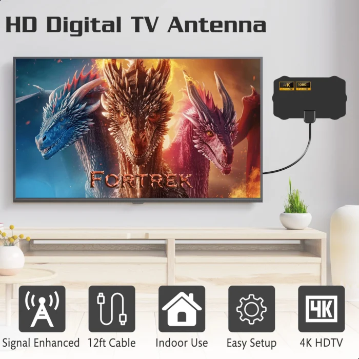amplified hd digital tv antenna with signal booster